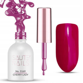 Saute Nails S169 Cherry Lady 8ml wiśniowy kolorowy lakier hybrydowy do paznokci