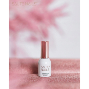 Saute Nails Shimmer Top No Wipe 8ml Top nawierzchniowy do lakierów hybrydowych z drobinkami srebra