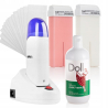 Xanitalia Doll Zestaw do depilacji ciała - podgrzewacz z bazą + 2x wosk w rolce 100ml (do wyboru) + preparat po depilacji + paski - 1