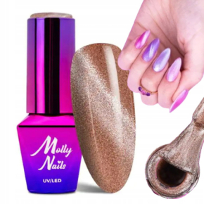 Molly Nails Cat Eye Womanity nr 445 Wood 8g kolorowy lakier hybrydowy z efektem kociego oka