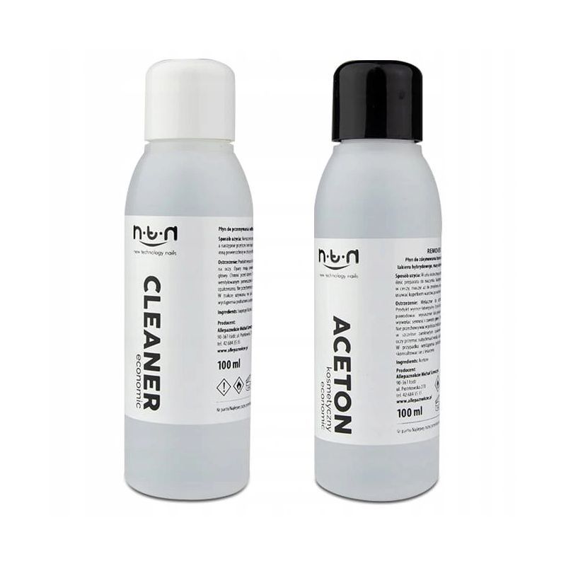 Zestaw płynów NTN Cleaner 100ml + Aceton 100ml odtłuszczacz i remover do stylizacji paznokci