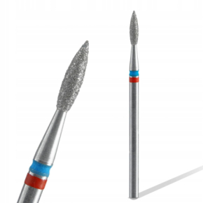 Staleks frez diamentowy płomień mini do skórek i paznokci FA11RB021/8 czerwono-niebieski 2_3mm 8mm mocny