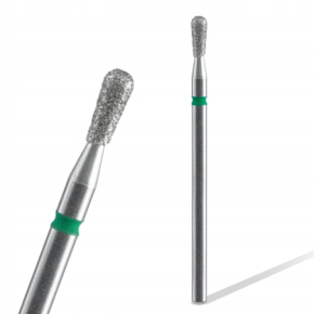 Staleks frez diamentowy płomień mini match do skórek i paznokci FA120B023/5 zielony 2_3mm 5mm ścieralnośc średnia