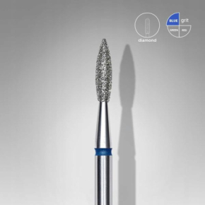 Staleks frez diamentowy płomień spiczasty do skórek i paznokci FA11B023/8 niebieski 2_3mm 8mm ścieralnośc średnia