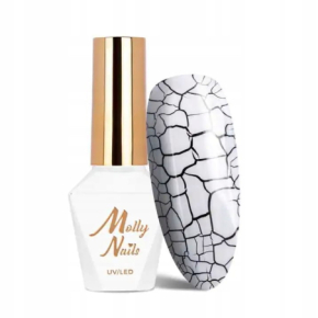 Molly Nails Zestaw Crackle Gel Black and White 2x8g + NTN oliwka zapachowa z rollerem 50ml