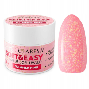 Claresa Soft&Easy Builder Gel Glimmer Pink 12g żel budujący samopoziomujący do paznokci