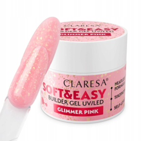 Claresa Soft&Easy Builder Gel Glimmer Pink 12g żel budujący samopoziomujący do paznokci