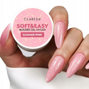 Claresa Soft&Easy Builder Gel Glimmer Pink 12g żel budujący samopoziomujący do paznokci