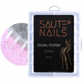 Saute Nails Dual Form Classic 120 sztuk szablony formy do przedłużania paznokci transparentne do żelu akrylożelu