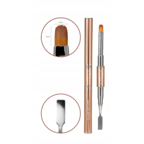 Saute Nails pędzel dwustronny do żelu akrylożelu Dual Brush nr6 + szpatułka