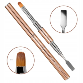 Saute Nails pędzel dwustronny do żelu akrylożelu Dual Brush nr6 + szpatułka