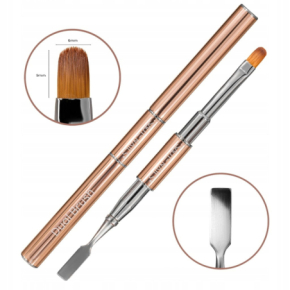 Saute Nails pędzel dwustronny do żelu akrylożelu Dual Brush nr6 + szpatułka