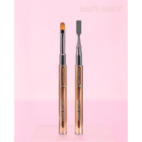 Saute Nails pędzel dwustronny do żelu akrylożelu Dual Brush nr6 + szpatułka