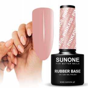 Sunone Rubber Base Pink 08 Baza kauczukowa budująca do paznokci 5ml