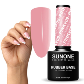 Sunone Rubber Base Pink 09 Baza kauczukowa budująca do paznokci 5ml