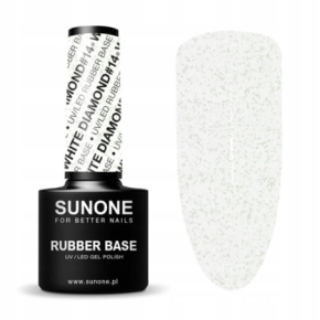 Sunone Rubber Base White Diamond 14 Baza kauczukowa budująca do paznokci z drobinkami 5ml