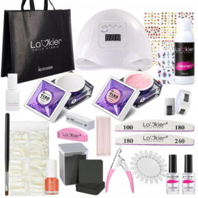 Zestaw do manicure żelowego z lampą UV + 2 x Allepaznokcie Tixo Builder Gel + preparaty + akcesoria