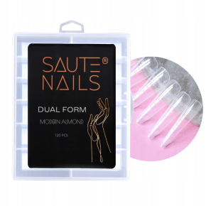 Saute Nails Dual Form Modern Almond 120 sztuk nowoczesny migdał szablony formy do przedłużania paznokci transparentne do żelu akrylożelu