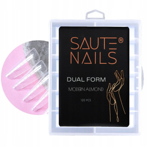 Saute Nails Dual Form Modern Almond 120 sztuk nowoczesny migdał szablony formy do przedłużania paznokci transparentne do żelu akrylożelu