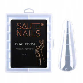 Saute Nails Dual Form Modern Almond 120 sztuk nowoczesny migdał szablony formy do przedłużania paznokci transparentne do żelu akrylożelu