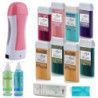 Zestaw ItalWax do depilacji - podgrzewacz + 8x wosk w rolce Flex 100ml + żele + paski + talk - 1
