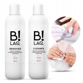 B!LAQ Zestaw płynów do przemywania i odtłuszczania paznokci o zapachu wiśniowym - Cleaner 1000ml + Remover 1000ml