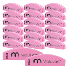 MaluLac Profesjonalna polerka do paznokci łódka półksiężyc gradacja 100/180 różowa 40 sztuk