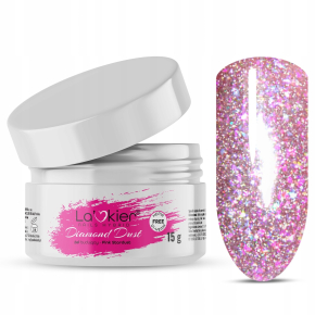 La’kier Diamond Dust Pink Stardust 15g hipoalergiczny samopoziomujący żel budujący do paznokci z efektem Flash