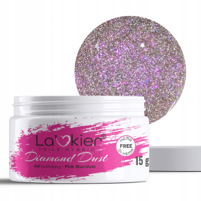 La’kier Diamond Dust Pink Stardust 15g hipoalergiczny samopoziomujący żel budujący do paznokci z efektem Flash