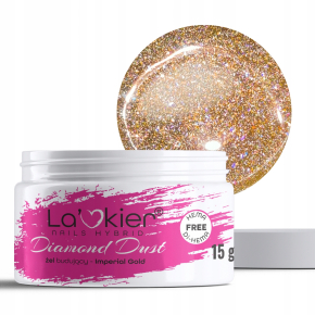 La’kier Diamond Dust Imperial Gold 15g hipoalergiczny samopoziomujący żel budujący do paznokci z efektem Flash