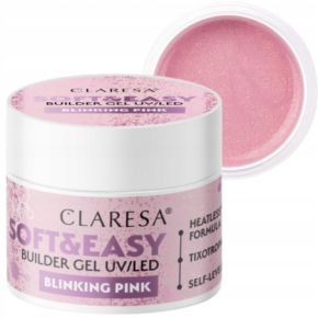 Claresa Żel budujący samopoziomujący do paznokci Soft&Easy Builder Gel Blinking Pink 12g