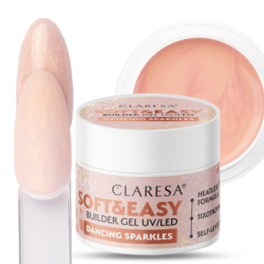 Claresa Żel budujący samopoziomujący do paznokci Soft&Easy Builder Gel Dancing Sparkles 12g