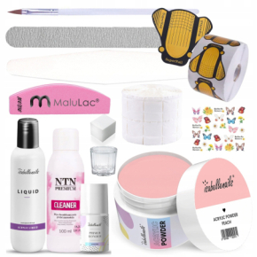 Isabellenails Zestaw do paznokci akrylowych - 1x akryl 50ml Peach + liquid + primer + cleaner + akcesoria