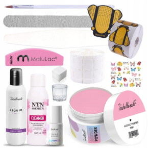 Isabellenails Zestaw do paznokci akrylowych - 1x akryl 50ml Pink + liquid + primer + cleaner + akcesoria