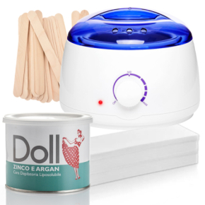 Xanitalia Doll Zestaw do depilacji ciała - podgrzewacz + wosk w puszce 400ml Zinco E Argan + paski + szpatułki