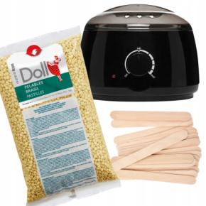 Xanitalia Doll Zestaw do depilacji ciała - podgrzewacz + wosk w dropsach 1kg Argan + szpatułki