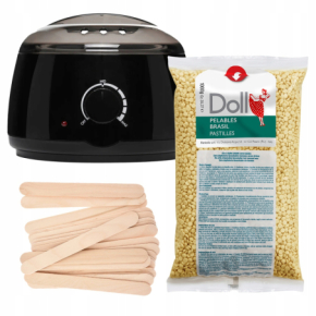 Xanitalia Doll Zestaw do depilacji ciała - podgrzewacz + wosk w dropsach 1kg Argan + szpatułki