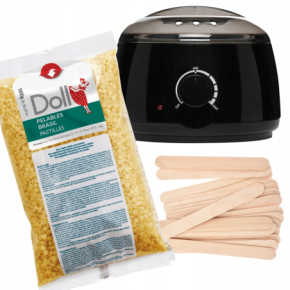Xanitalia Doll Zestaw do depilacji ciała - podgrzewacz + wosk w dropsach 1kg Honey + szpatułki