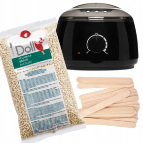 Xanitalia Doll Zestaw do depilacji ciała - podgrzewacz + wosk w dropsach 1kg Wanilla + szpatułki