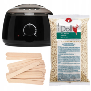 Xanitalia Doll Zestaw do depilacji ciała - podgrzewacz + wosk w dropsach 1kg Wanilla + szpatułki