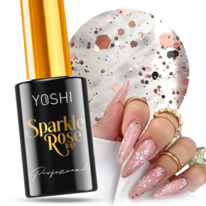 Yoshi Top Sparkle Rose do lakierów hybrydowych z drobinami brokatu rose gold 10ml