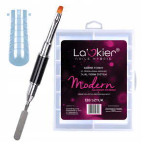 La’kier Zestaw mini do akrylożelu - formy Dual Form Modern 120 sztuk kwadrat + pędzelek dwustronny ze szpatułką