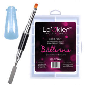 La’kier Zestaw mini do akrylożelu - formy Dual Form Ballerina 120 sztuk szpic + pędzelek dwustronny ze szpatułką