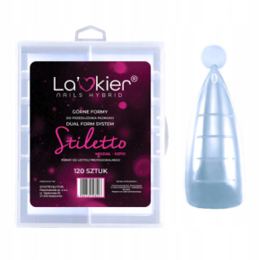 La’kier Zestaw mini do akrylożelu - formy Dual Form Stiletto 120 sztuk migdał szpic + pędzelek dwustronny ze szpatułką