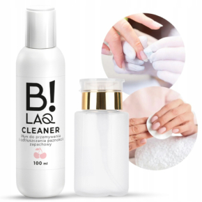 B!LAQ Cleaner płyn do przemywania odtłuszczania paznokci o zapachu wiśniowym 100ml + dozownik z pompką 150ml