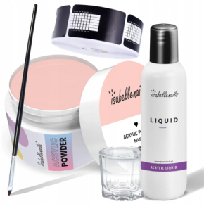 Isabellenails Zestaw do paznokci akrylowych – akryl Nude 50ml + liquid + akcesoria
