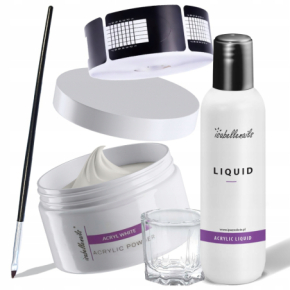 Isabellenails Zestaw do paznokci akrylowych – akryl White 15ml + liquid + akcesoria