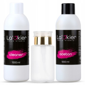 La’kier Zestaw płynów do paznokci - cleaner 1000ml + remover 1000ml + dozownik z pompką 150ml