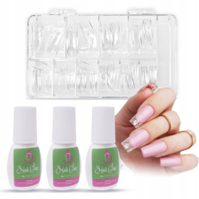 Profesjonalny zestaw do przedłużania paznokci - 500x tipsy clear DK + 3x klej