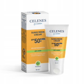 Celenes by Sweden Herbal Anti Aging Sunscreen Cream SPF50+ Krem przeciwsłoneczny do opalania wodoodporny 50ml